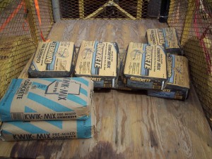 This picture does not include the two 80-pound sacks that told me both tires on the handcart were flat.