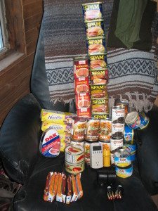 Yeah, you've seen this pic. I know I said something about sending canned meat in an earlier post, but I was really only commenting on the cost. You didn't really think I was serious when I said "Don't do that," right? Clearly several people didn't. Also: Granola bars? Yes.