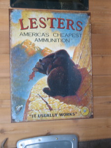 Manly hugs and kisses to the person who sent this sign, which immediately found an honored place on the Wall'O'Kitsch. I have wanted one of these for years, but never bought one for myself. Somebody also hit the wishlist and sent me a new sweatshirt, for which I send thanks.