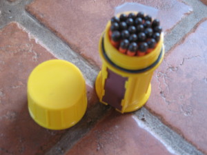 Storm-proof mega-matches. Okay. Y'know, these are going into the Jeep's permanent kit, where they will serve no purpose whatsoever until the day they save my life at the bottom of a gully or something...