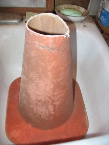 Old traffic cone! Cleaned some up in J&H's horse pasture, former toys of my li'l buddy Comet. Then haven't quite gotten a chance to haul them to the dump. Cut the top off to a diameter of about 3 1/2"...